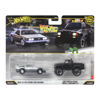 Hot Wheels Premium Car Culture 2er-Set – Back to the Future Time Machine und 1987 Toyota Pickup Truck