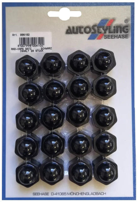 Autostyling Seehase Radmutterkappe Rad-Caps Rad-Caps 19 mm SB Schwarz 05
