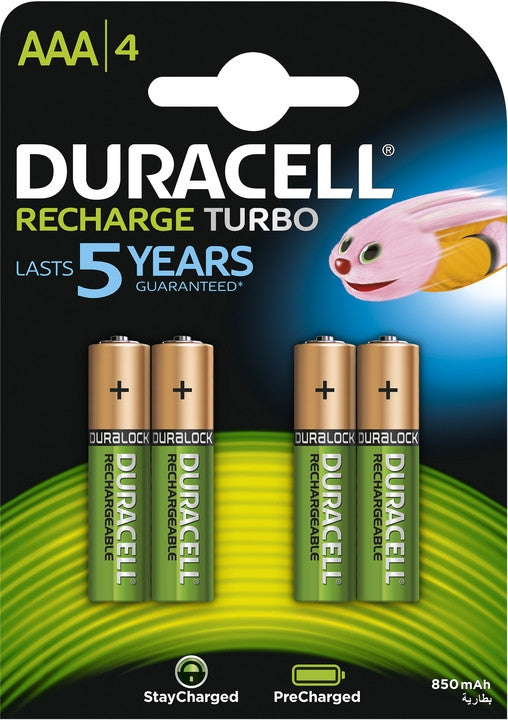 Batterie Duracell rechargeable AAA HR03 NIMH 1,2 V 750 MAH (4 pièces)