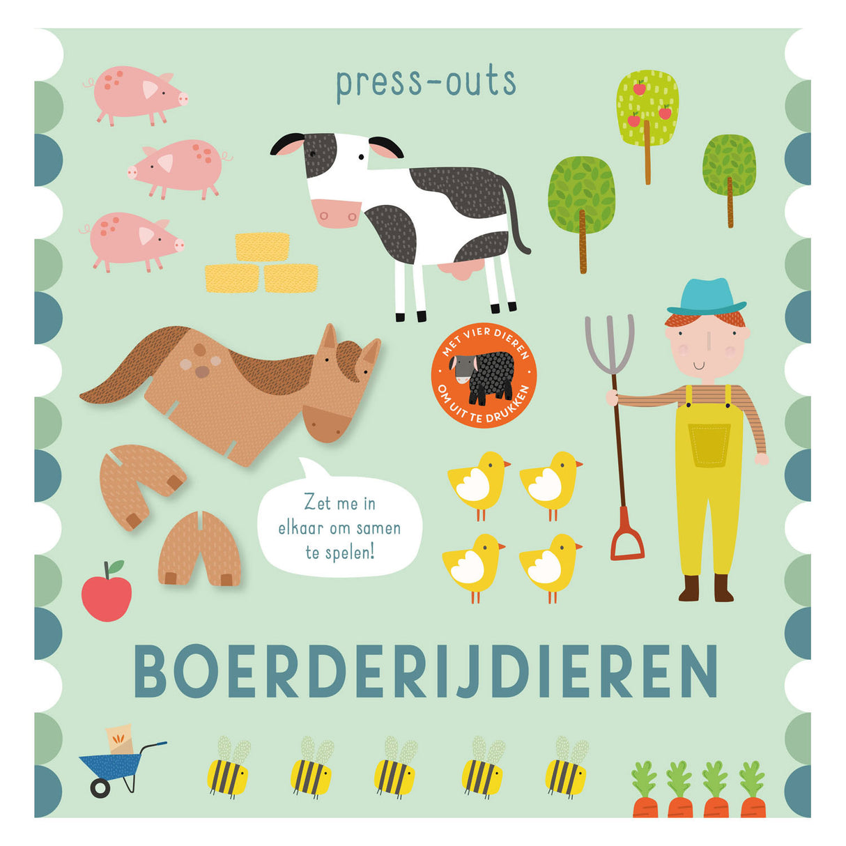 Rebo Publishers Cardboard Book Press -outs - Animales de granja