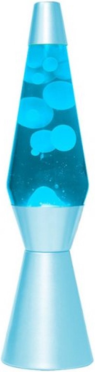 I-total Lavalampe – Lavalampe – Stimmungslampe – 40 x 11 cm – Glasaluminium – 30 W – blau mit weißem Wachs – blauer Sockel – XL2939