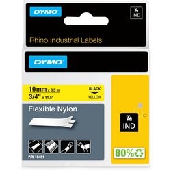 Dymo labeltape rhino zwart op geel 19mm x 3.5m