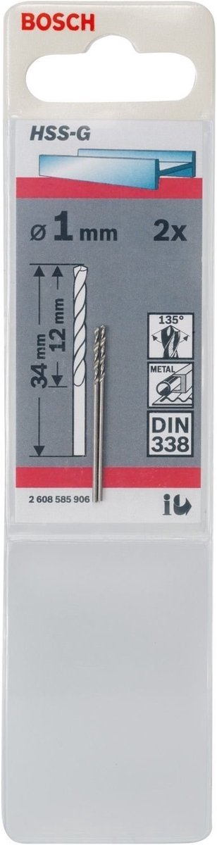 Bosch - Metallbohrer HSS-G, Standard 1 x 12 x 34 mm