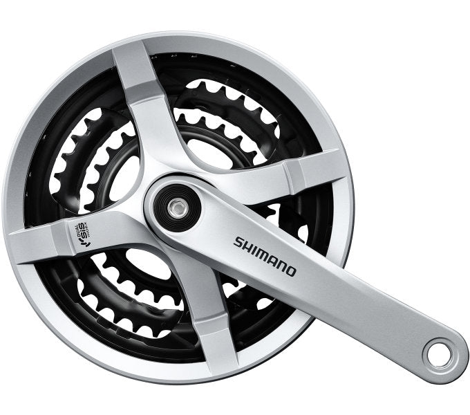 Shimano Crankset 6 7 8 Speed-Turnier FC-Ty501 mit 170-mm-Kurbelarm 48 x 38 x 28 t mit Kettenscreensilber Silber