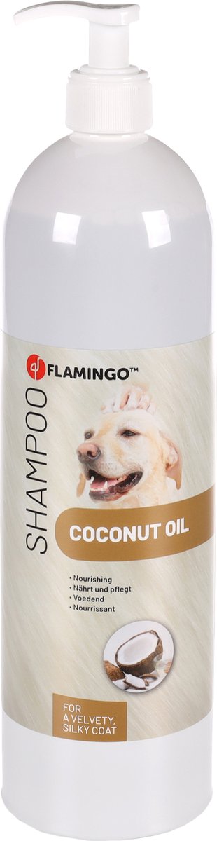 Flamingo Hundeshampoo Kokos – 1l – feuchtigkeitsspendendes Shampoo mit Kokosöl – pflegende Hundepflege –