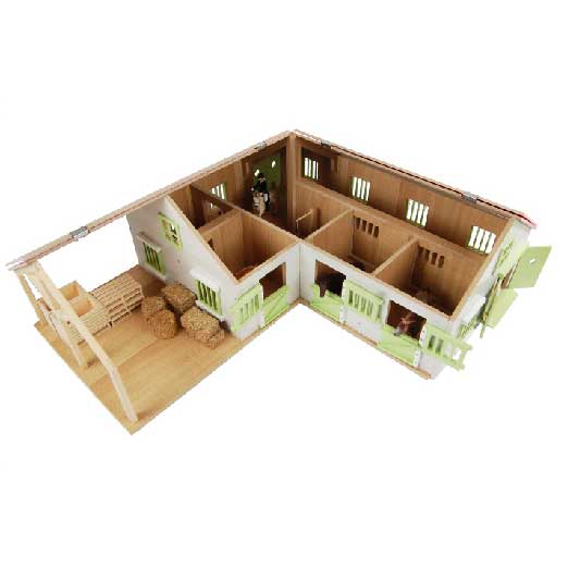 Kids Globe Globe Paardenhoekstal met 3 Boxen en Berging Roze 1:24