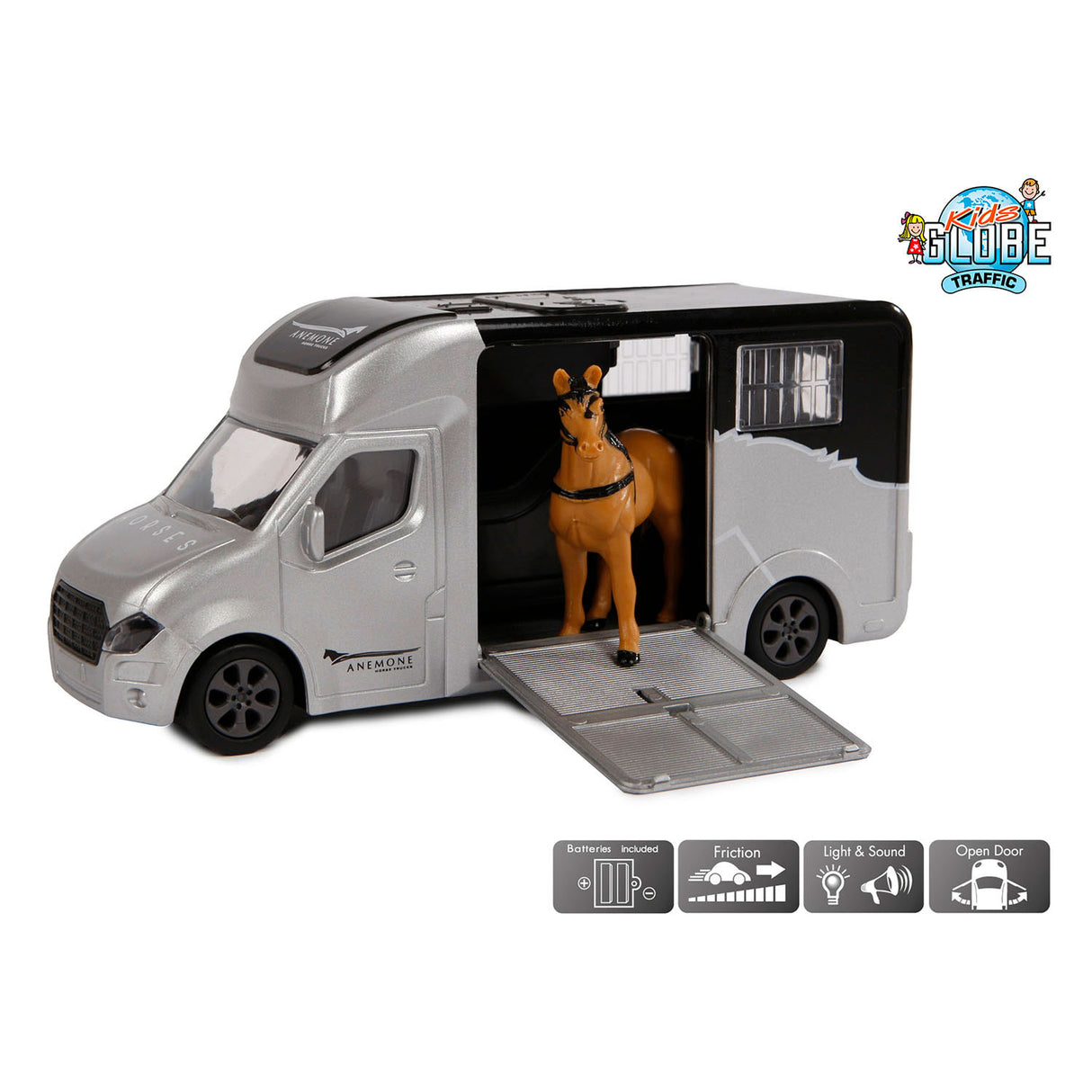 Kids Globe Globe Die Cast Horse Truck With Light And Sound Gray