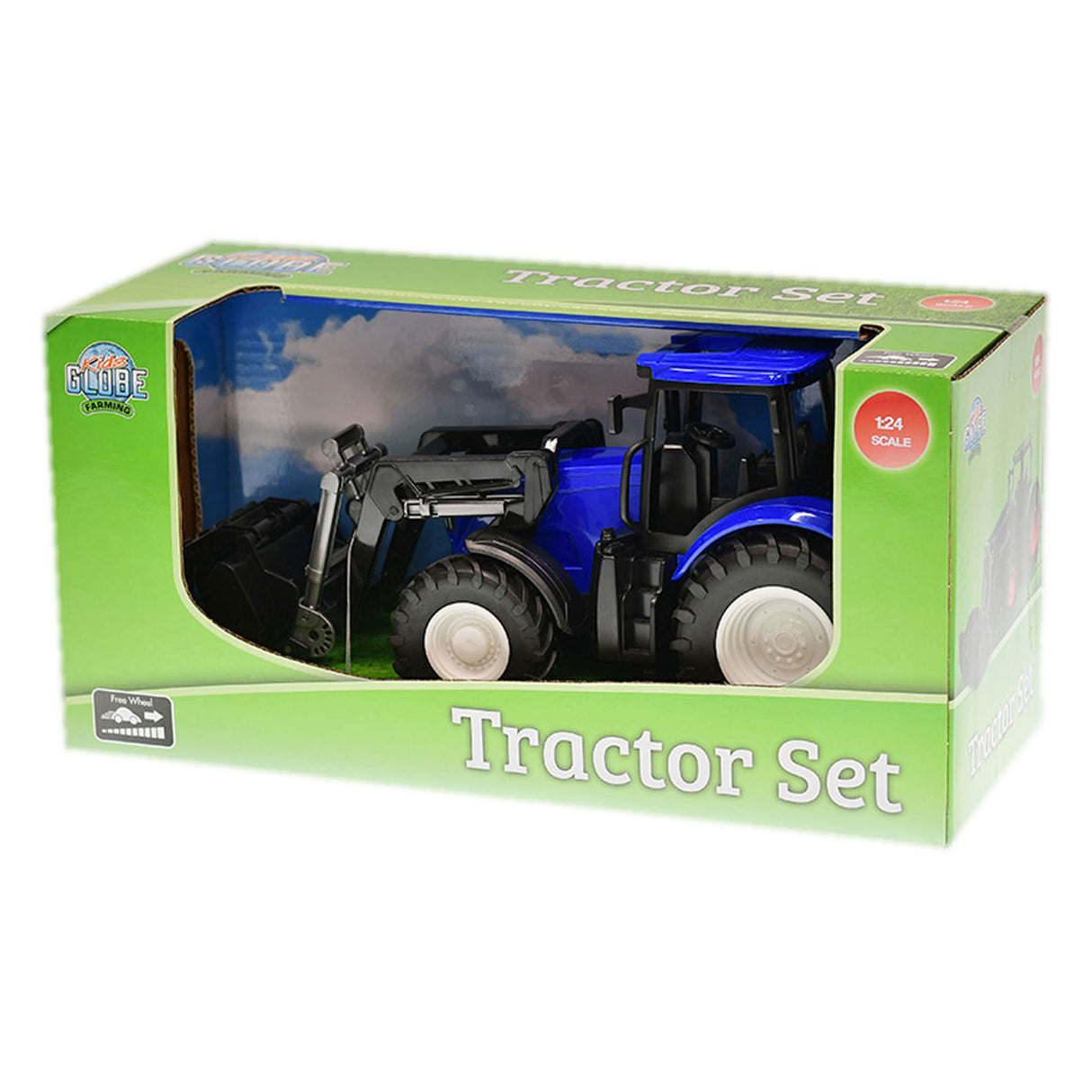 Kids Globe Tractor with front loader - Blue