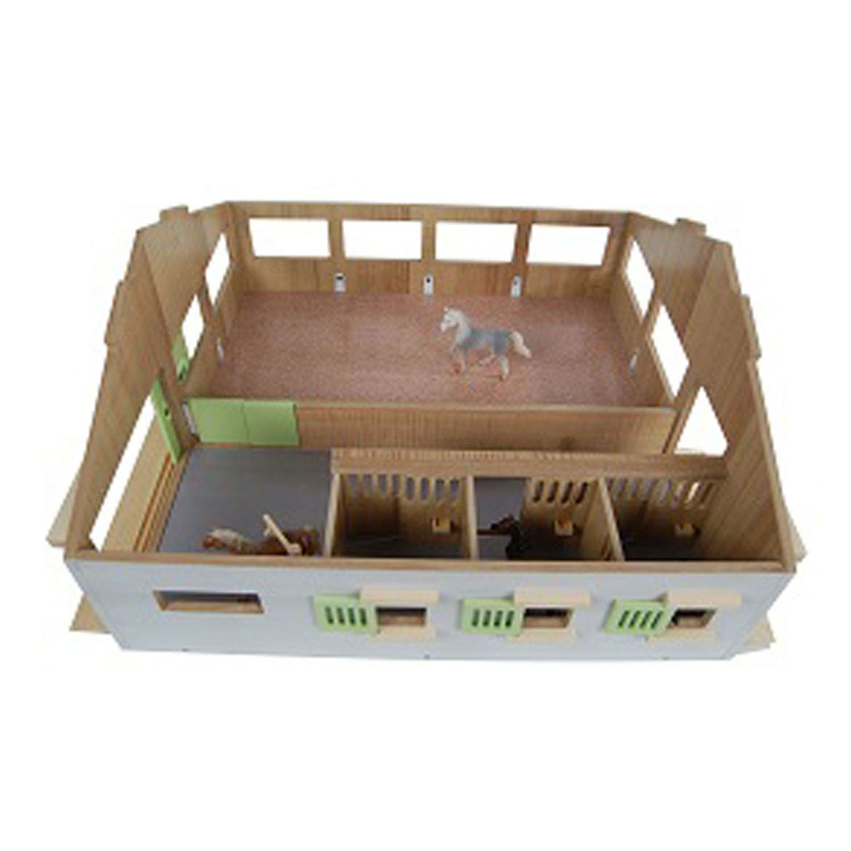 Kinder-Globus-Pferdestall mit 3 Boxen + Innenarena 1:32