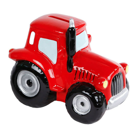 Kinder-Globus-Spardose aus Keramik, Traktor, grün