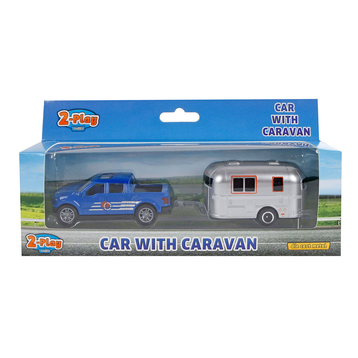 2-play die-cast tah back auto s karavanem