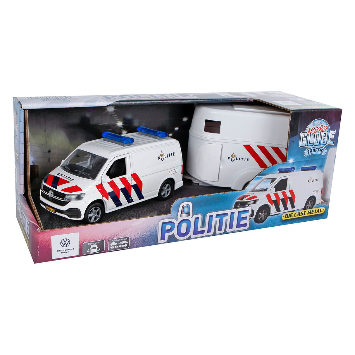 Kids globe globe vw transporter politie met paardentrailer