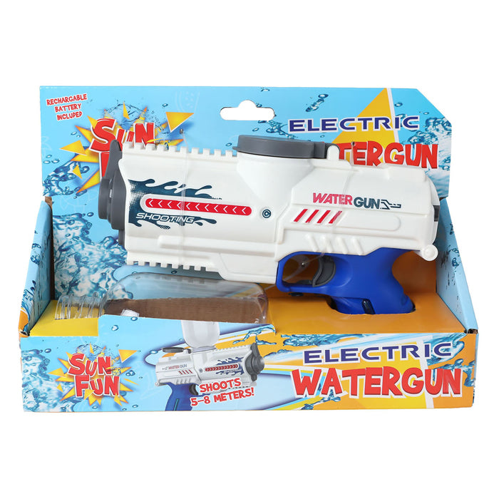 Sonne Fun Wasserpistole Elektrik mit Flasche weiß Blau, 18 cm