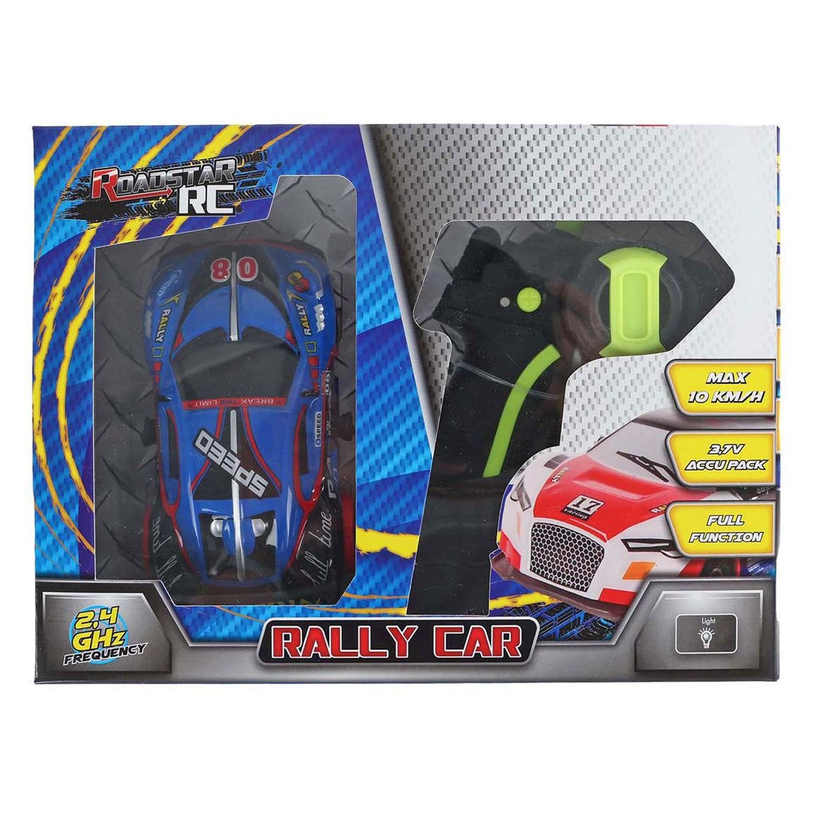 RC Roadstar Controlsable Rally Rally With Light 2,4 GHz Bleu, 13 cm