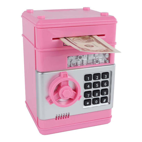 Van Manen Geldtresor-Spielzeug mit Geheimcode, rosa, 19,5 cm.