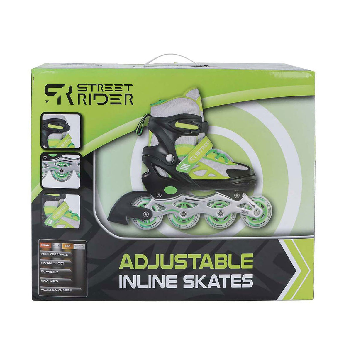 Street Rider Inlineskates grün schwarz verstellbar, Größe 33-36