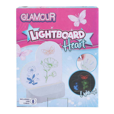 Glamour van Mähne Leuchttafel Herz mit USB-Anschluss und 7 Markern 16cm.