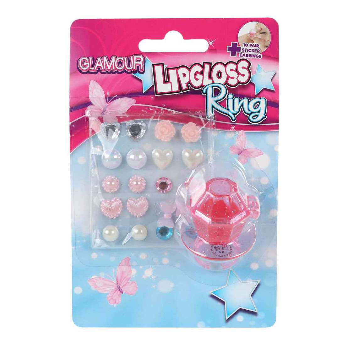 Glamour-Lipgloss-Ring und 10 Paar Ohrringaufkleber