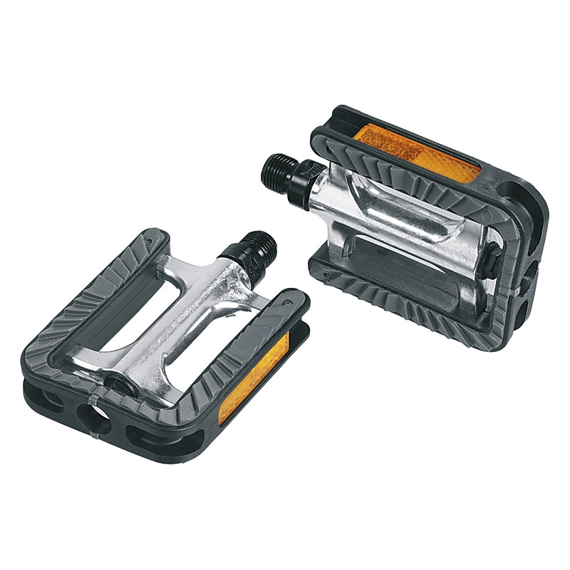 Ergotec Pedal Set 191 Anti-Slip con rodamientos industriales Silver Black