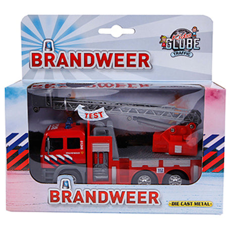 Kinderglobus Feuerwehr-Leiterwagen aus Druckguss (NL), 16 cm