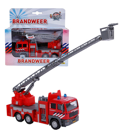 Kinderglobus Feuerwehr-Leiterwagen aus Druckguss (NL), 16 cm