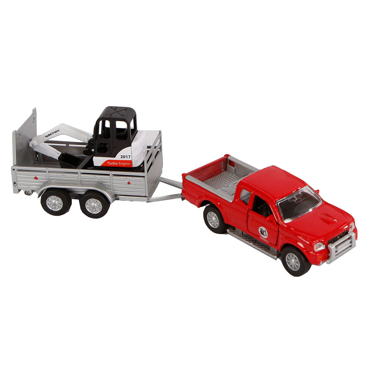 Kids Globe Die-Cast Mitsubishi with mini excavator, 27cm