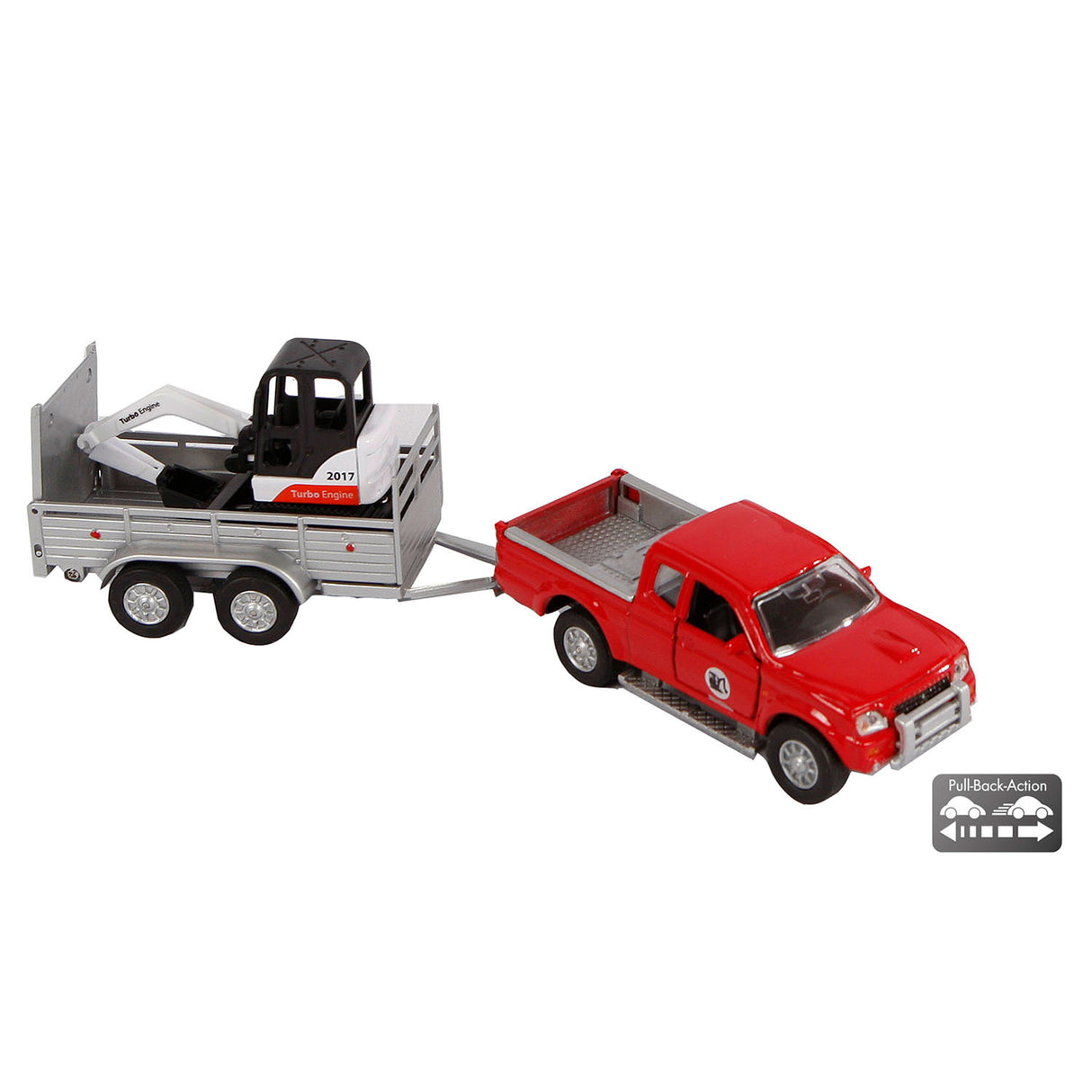 Kids Globe Globe Die-Cast Mitsubishi con mini excavador, 27 cm