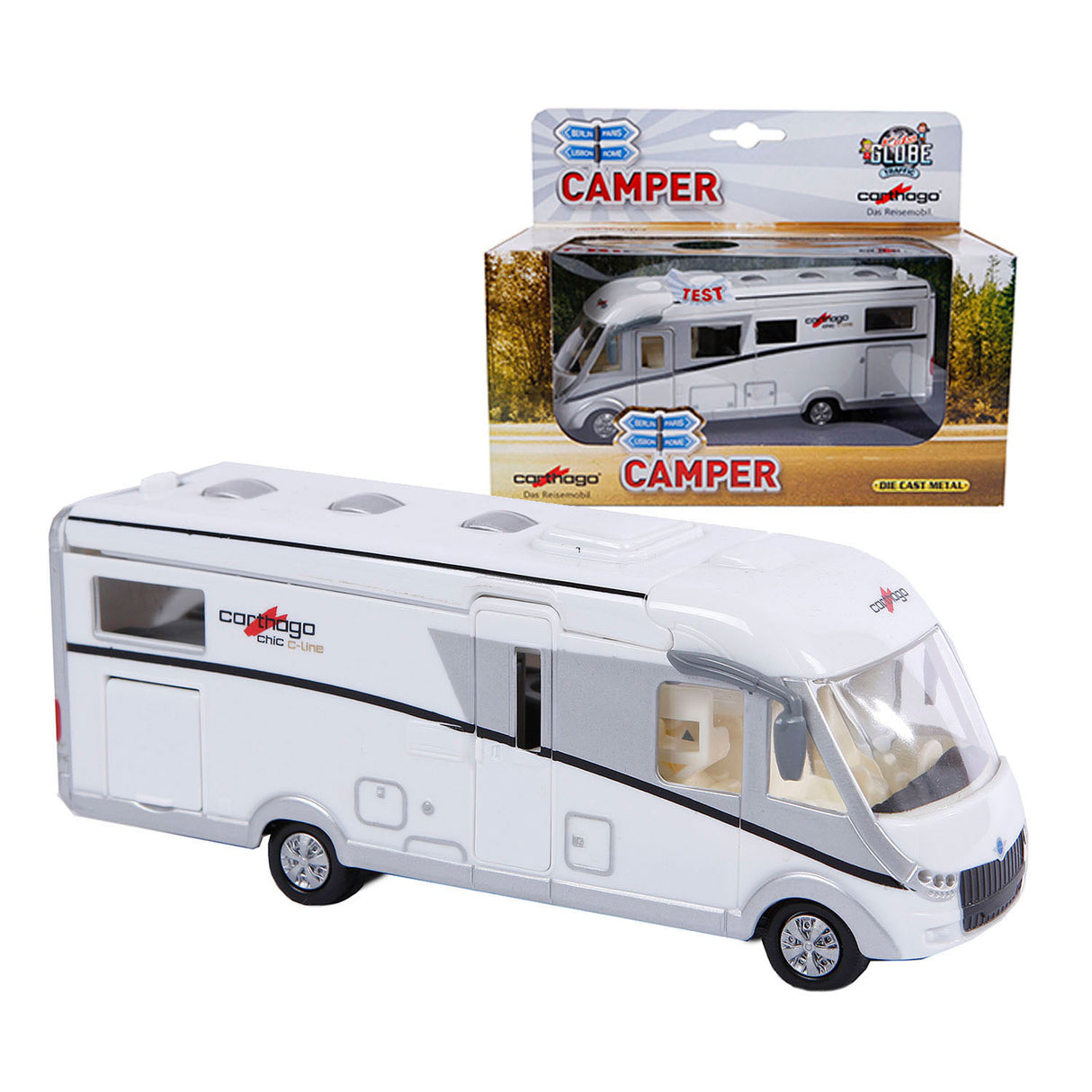 Kids Globe Die Cast Carthago Camper with Light, 16 cm