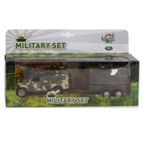 Kids Globe Die Cast Land Rover z armią przyczepy, 27 cm