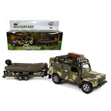 Kids Globe Globe Die Cast Land Rover with trailer and boat army