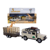 Kids Globe Die Cast Land Rover mit Giraffe-Trailer, 29 cm