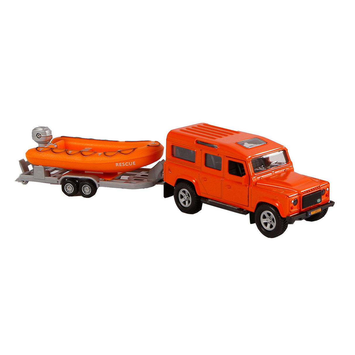 Kids Globe Globe Die Cast Land Rover mit Rettungsboot, 27 cm