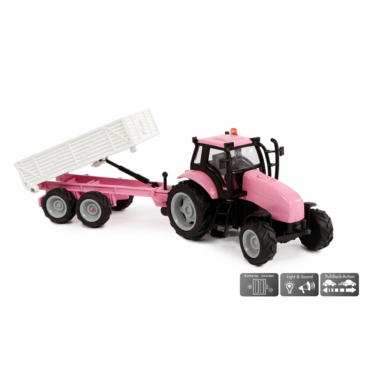 Kids Globe Die Cast Tactor With Trailer - Pink