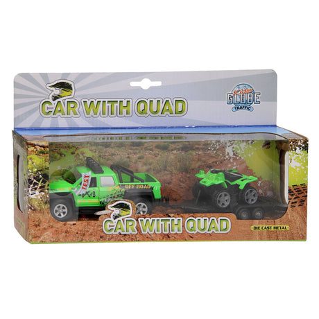 Kids Globe Globe SUV mit Trailer und Quad -Licht und Sound