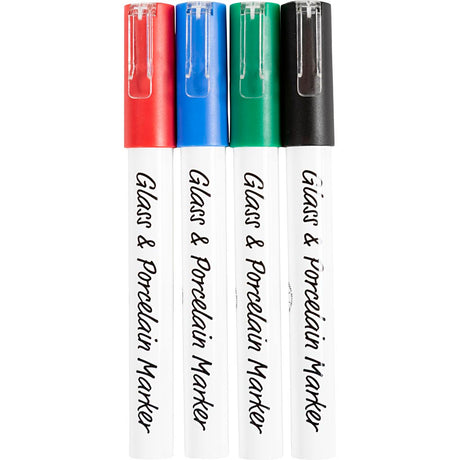 Creativ Company Glas- und Porzellanmarker farbig, 4 Stk.
