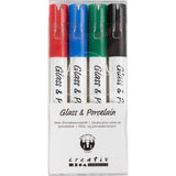 Creativ Company Glas- und Porzellanmarker farbig, 4 Stk.