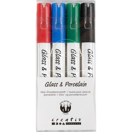 Creativ Company Glas- und Porzellanmarker farbig, 4 Stk.
