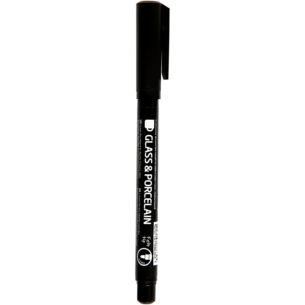 Creativ Company Contourstift für Glas und Porzellan Schwarz, Linie Deich 1-3 mm