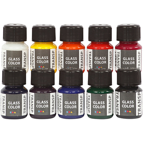 Creativ Company Glasfarbe transparente Glasfarbe, 10 x 30 ml