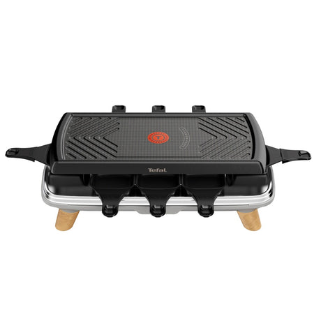 Tefal re610d 3in1 8-Personen-Raclette aus schwarzem Edelstahl und Holz