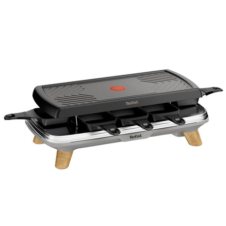 Tefal re610d 3in1 8-Personen-Raclette aus schwarzem Edelstahl und Holz