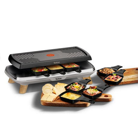 Tefal re610d 3in1 8-Personen-Raclette aus schwarzem Edelstahl und Holz