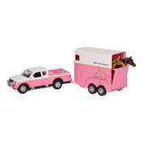 Kids Globe Die Cash Cash with Horse Trailer Pink, 1:32