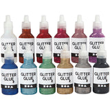 Kreativfirma Glitzer Kleber verschiedener Farben, 12x25ml