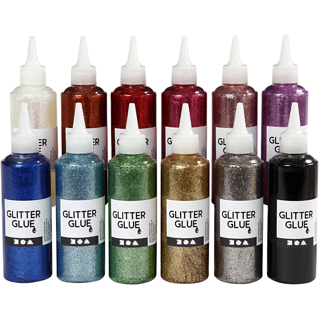 Creativ Company Glitzerkleber, verschiedene Farben, 12x118 ml 1 Box