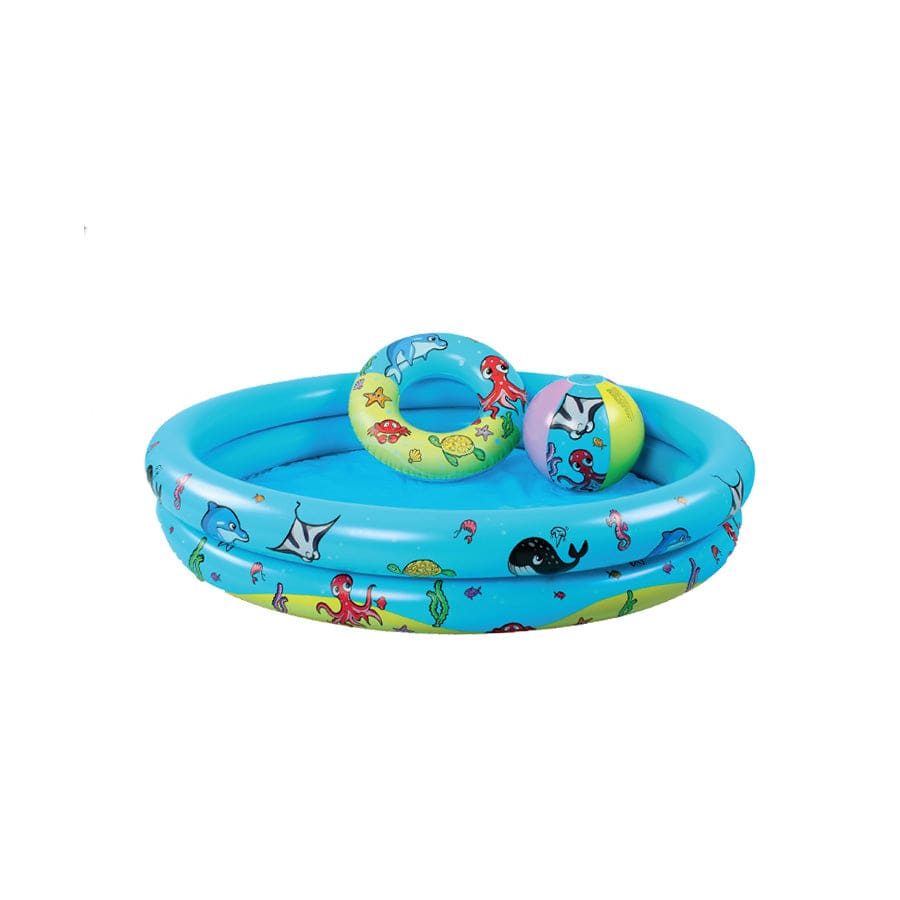 Mini-Marine | Mehrfarbiges Spielbecken-Set: Schwimmbecken inkl. Wasserball-Schwimmring