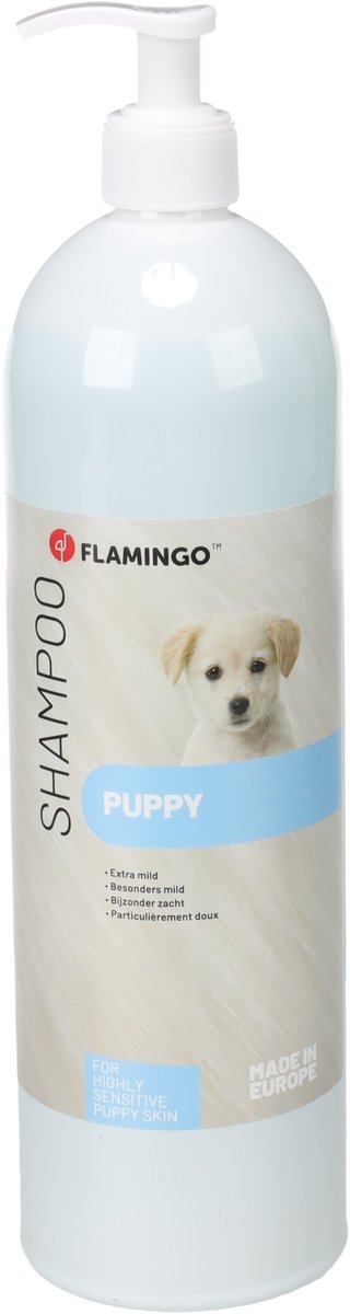 Flamingo Hundeshampoo Welpe – 1l – extra mildes Shampoo für empfindliche Welpenhaut – sanfte Pflege –