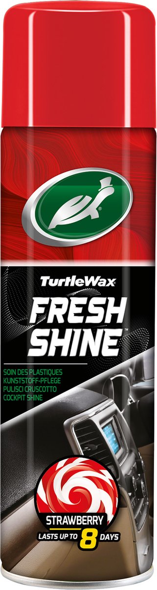 Turtle Wax GL Fresh Shine Erdbeere – für alle Kunststoffteile im Innenraum – reinigt, glänzt und wirkt antistatisch – mit angenehmem Erdbeerduft – 500 ml