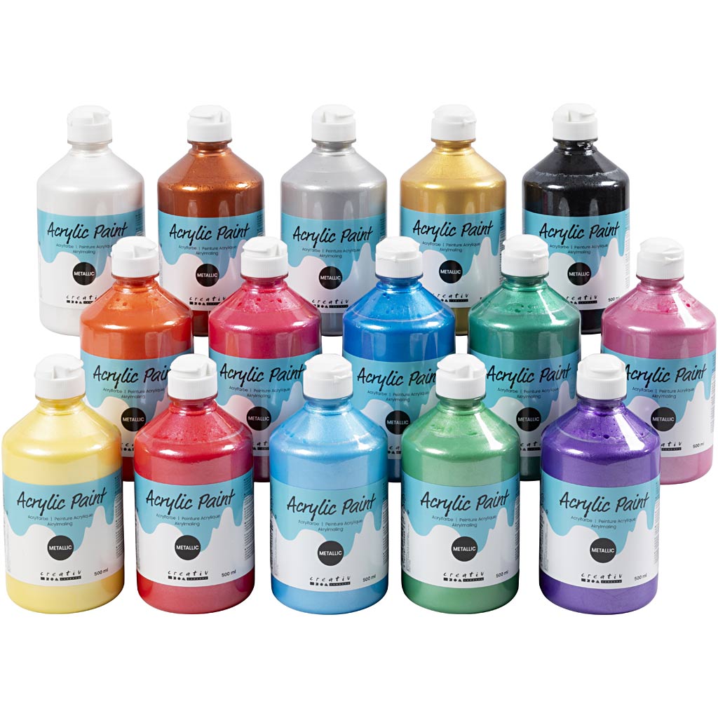 A-Color Acrylfarbe Metallic, Metallic, verschiedene Farben, 15x500 ml 1 Box