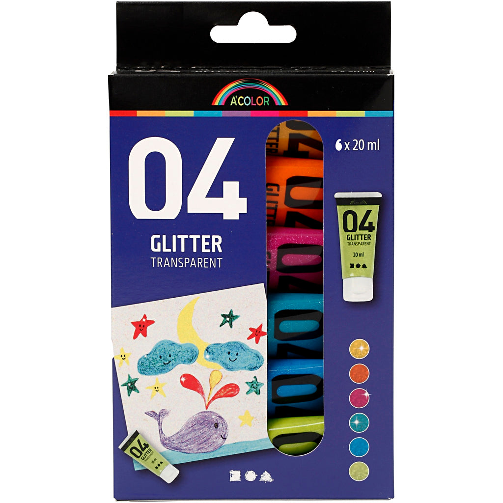 Creativ Company Children's Acrylfarbe Glitzerfarbe, 6x20ml